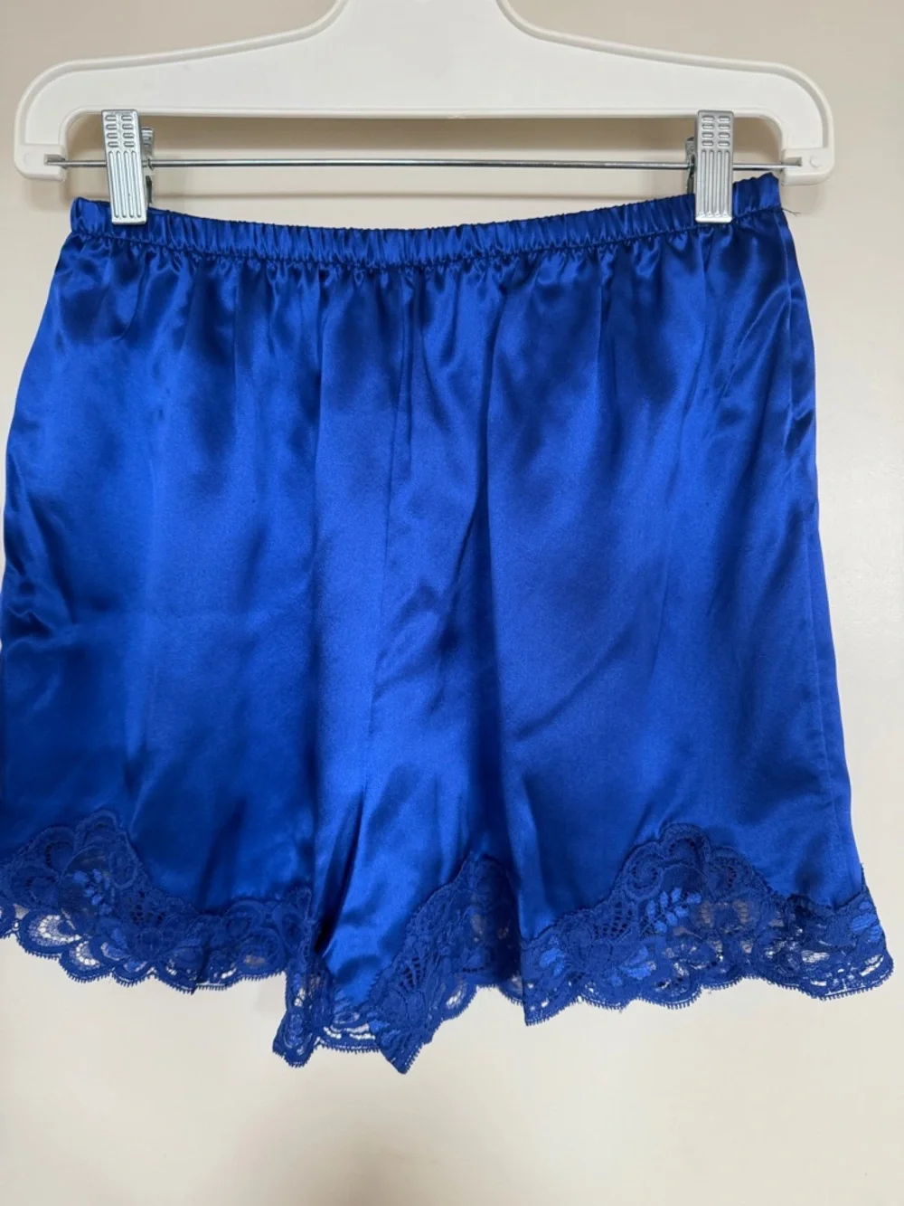 Unmentionables 100% Silk Blue Lace Trim Pajama Set Size M Vintage - Picture 8 of 14